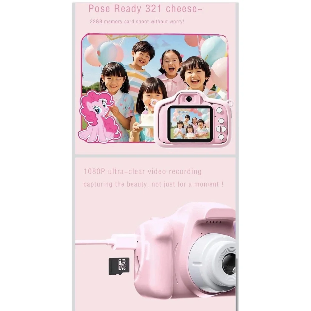 My Little Pony Pinkie Pie Kids Digital Camera NIB 32GB Card‎ Dual Camera USB